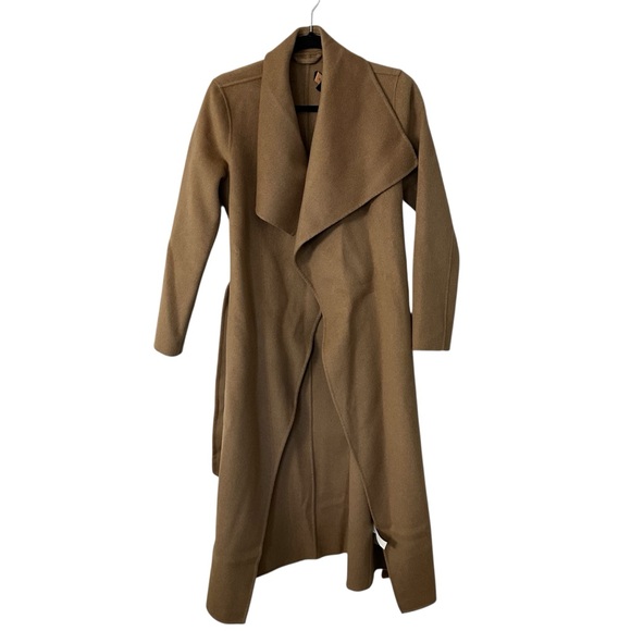 Quince Jackets & Blazers - Quince Double-Faced Merino Wool Draped Collar Wrap Coat in Caramel Sz XS NWOT